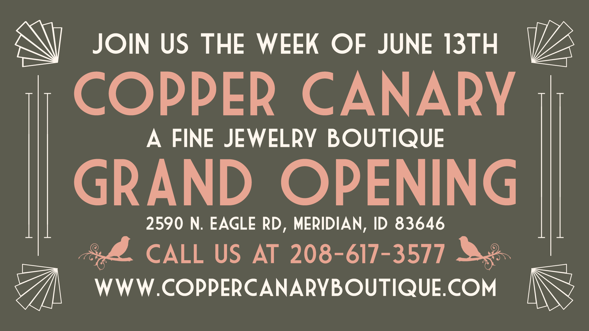 Grand Opening invitation for Copper Canary