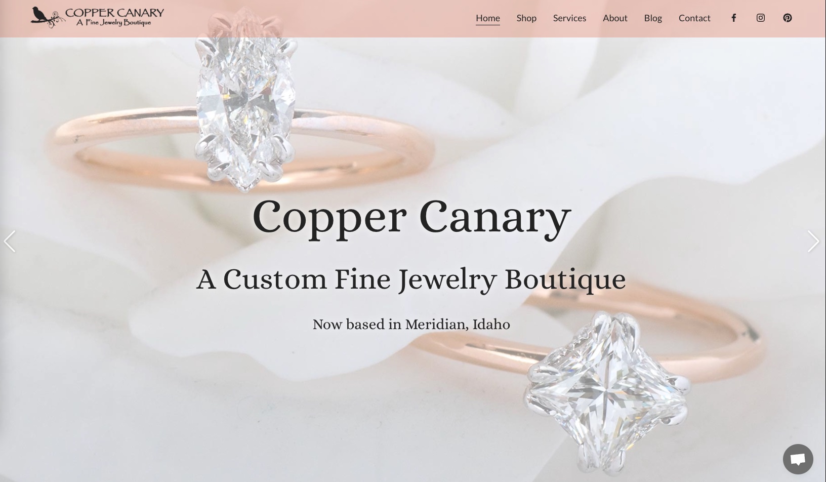 screenshot of the Copper Canary website